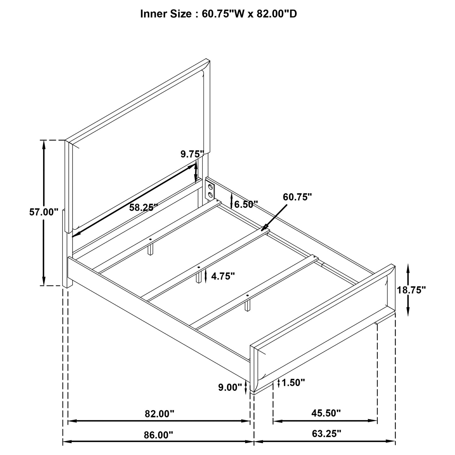 Gracemont 57-inch Queen Panel Bed Grey and White