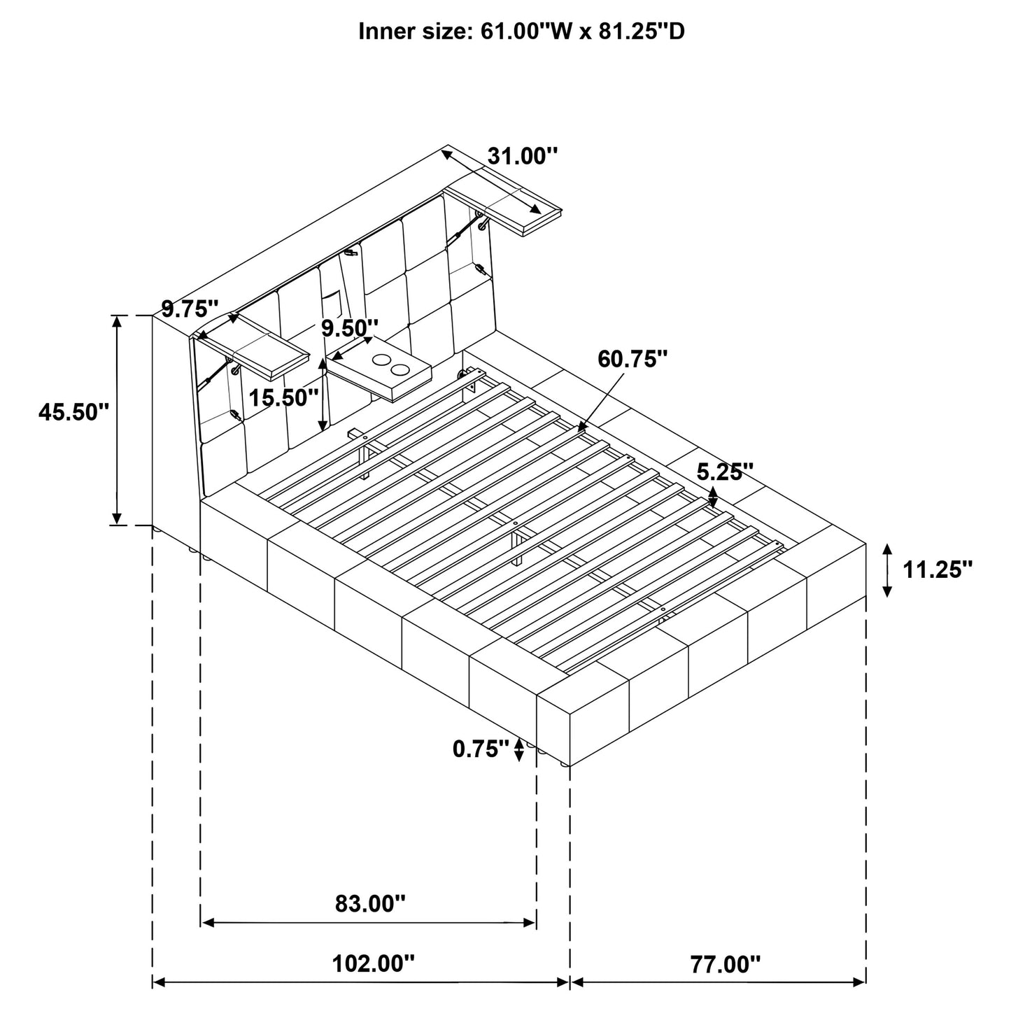 Dreux Upholstered Queen Panel Platform Bed Cream