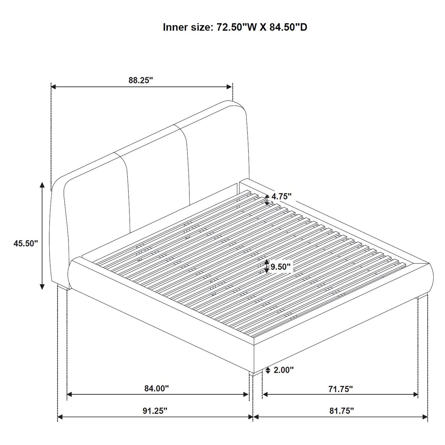 Mokena 46-inch Upholstered California King Platform Bed Brown
