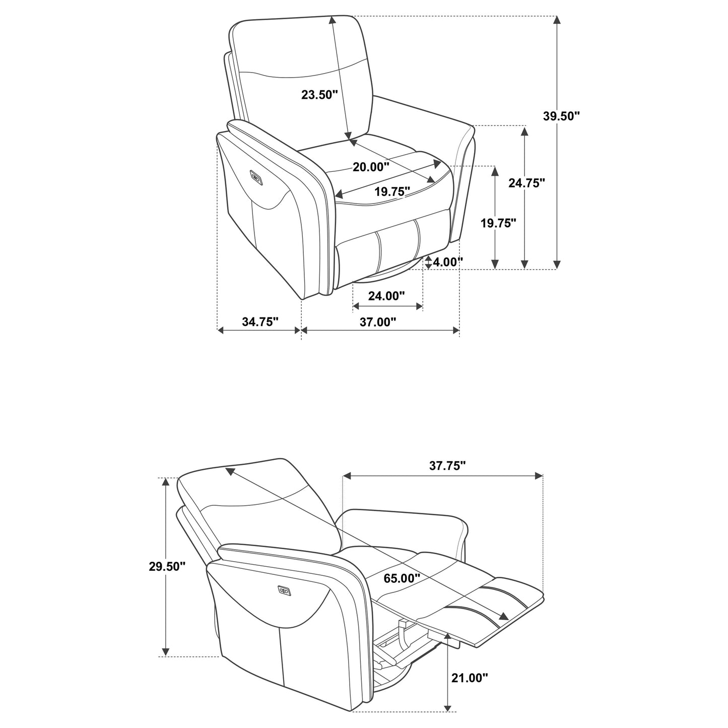 Adler Upholstered Power Swivel Glider Recliner Ivory