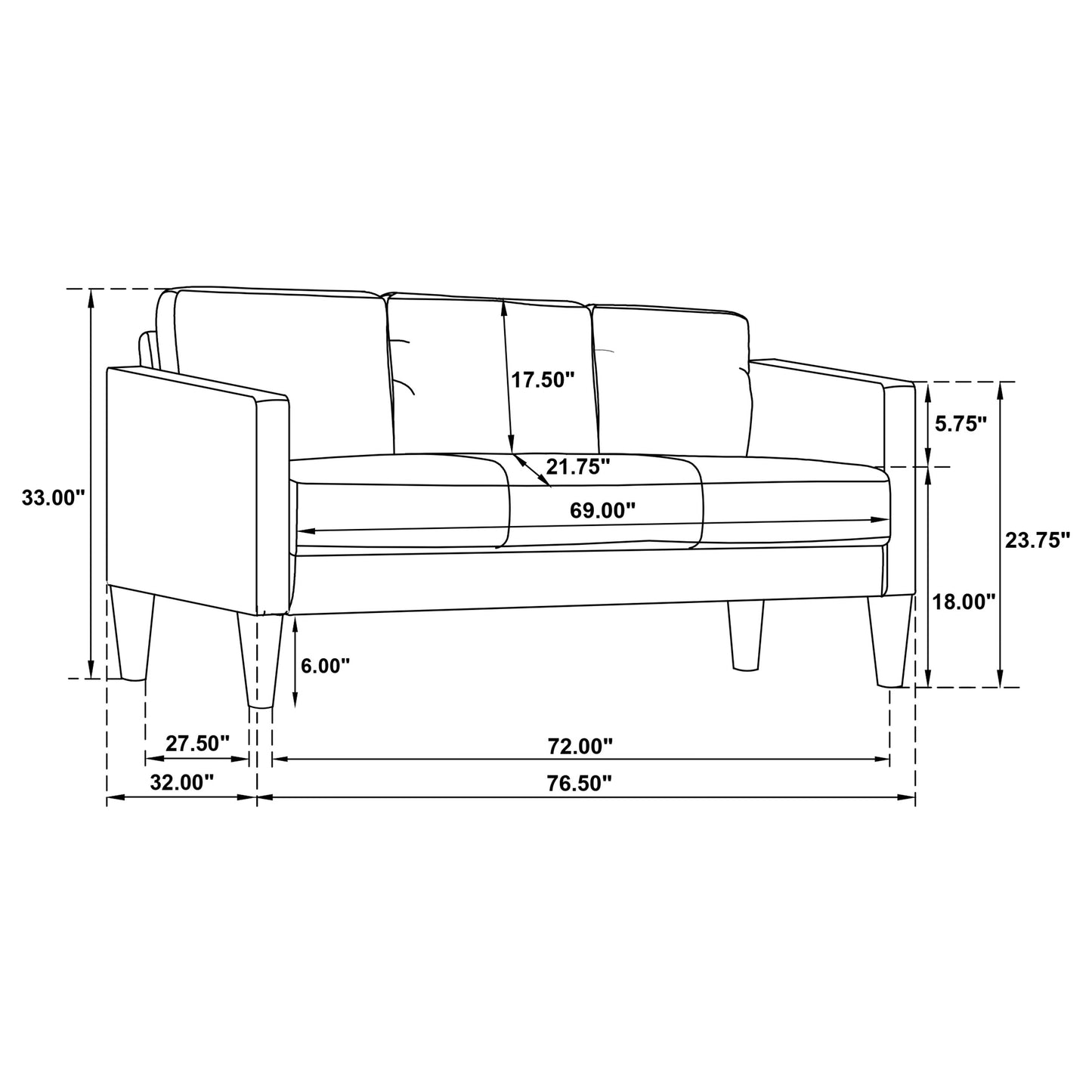 Ruth 77-inch Fabric Upholstered Track Arm Sofa Rust Red