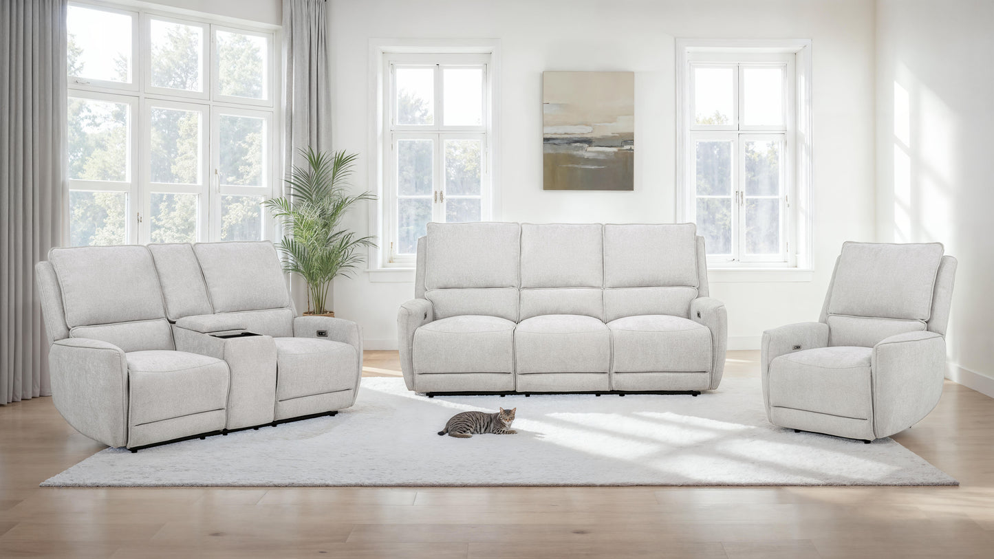 Sylmar Chenille Upholstered Power Reclining Loveseat Dove Grey