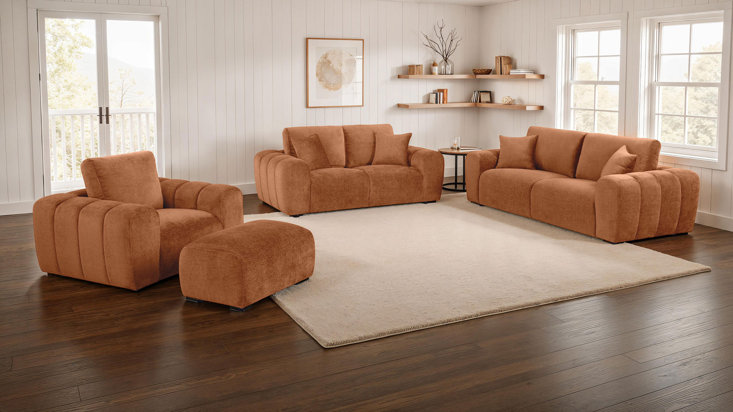 Burnett Chenille Upholstered Wide Arm Sofa Burnt Orange