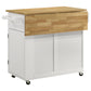 Jalen 3-door Mobile Kitchen Cart Natural Brown and White