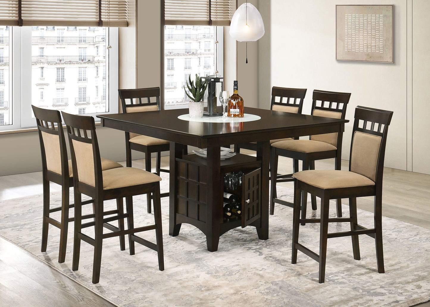 Gabriel 7-Piece Upholstered-Back Counter Height Dining Set Cappuccino