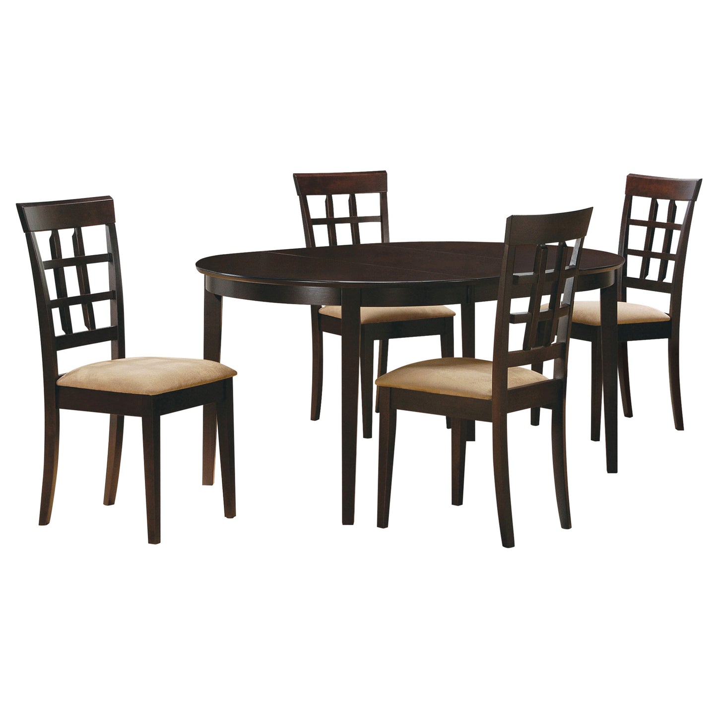 Gabriel 5-Piece Lattice-Back Oval Extension Dining Set Cappuccino