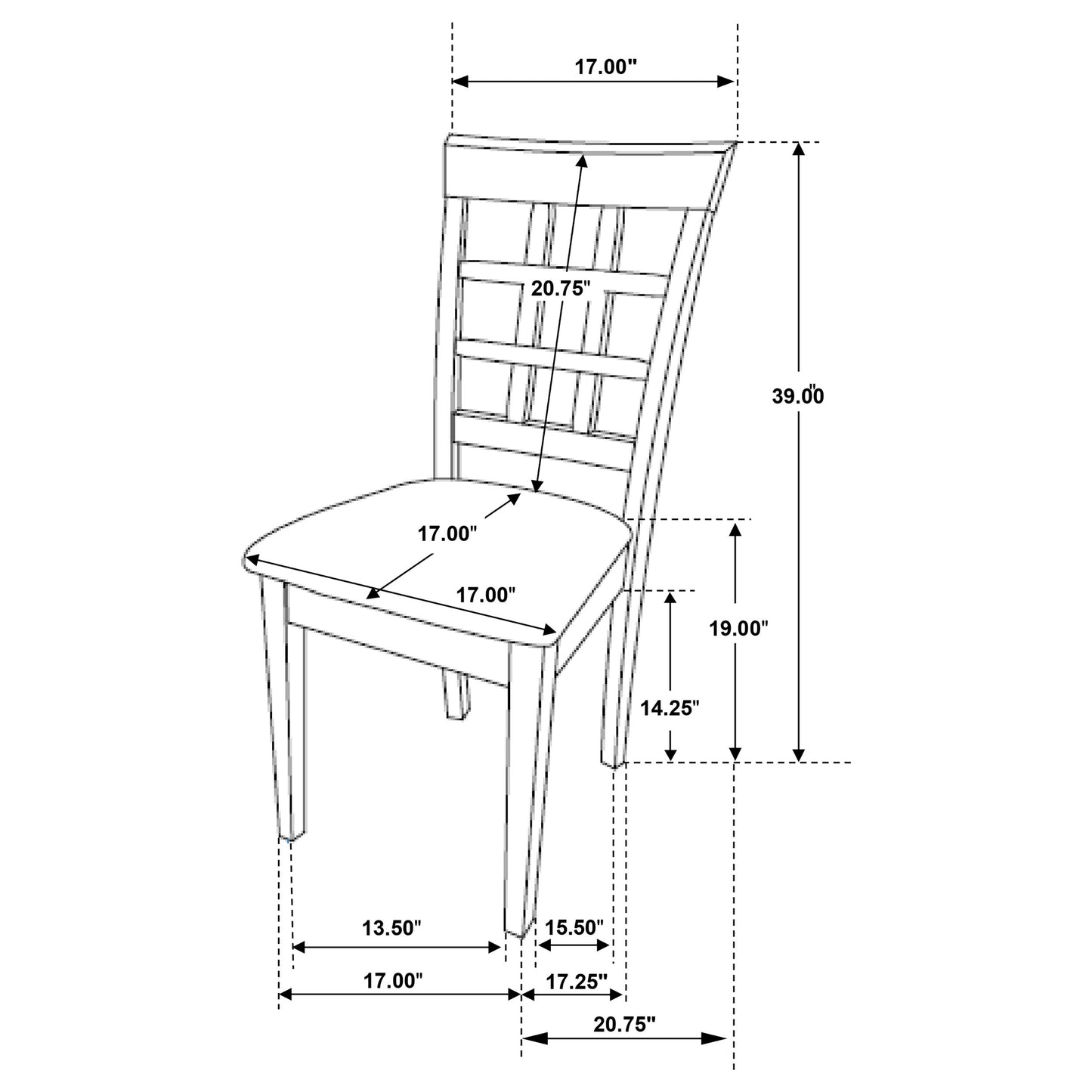 Gabriel 5-Piece Lattice-Back Rectangular Dining Set Cappuccino