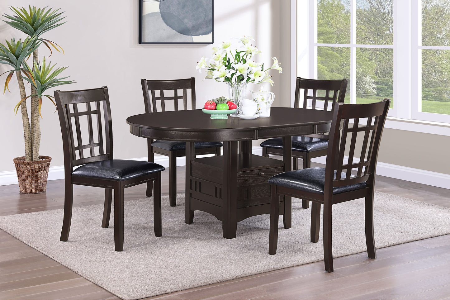 Lavon Wood Dining Side Chair Black and Espresso (Set of 2)
