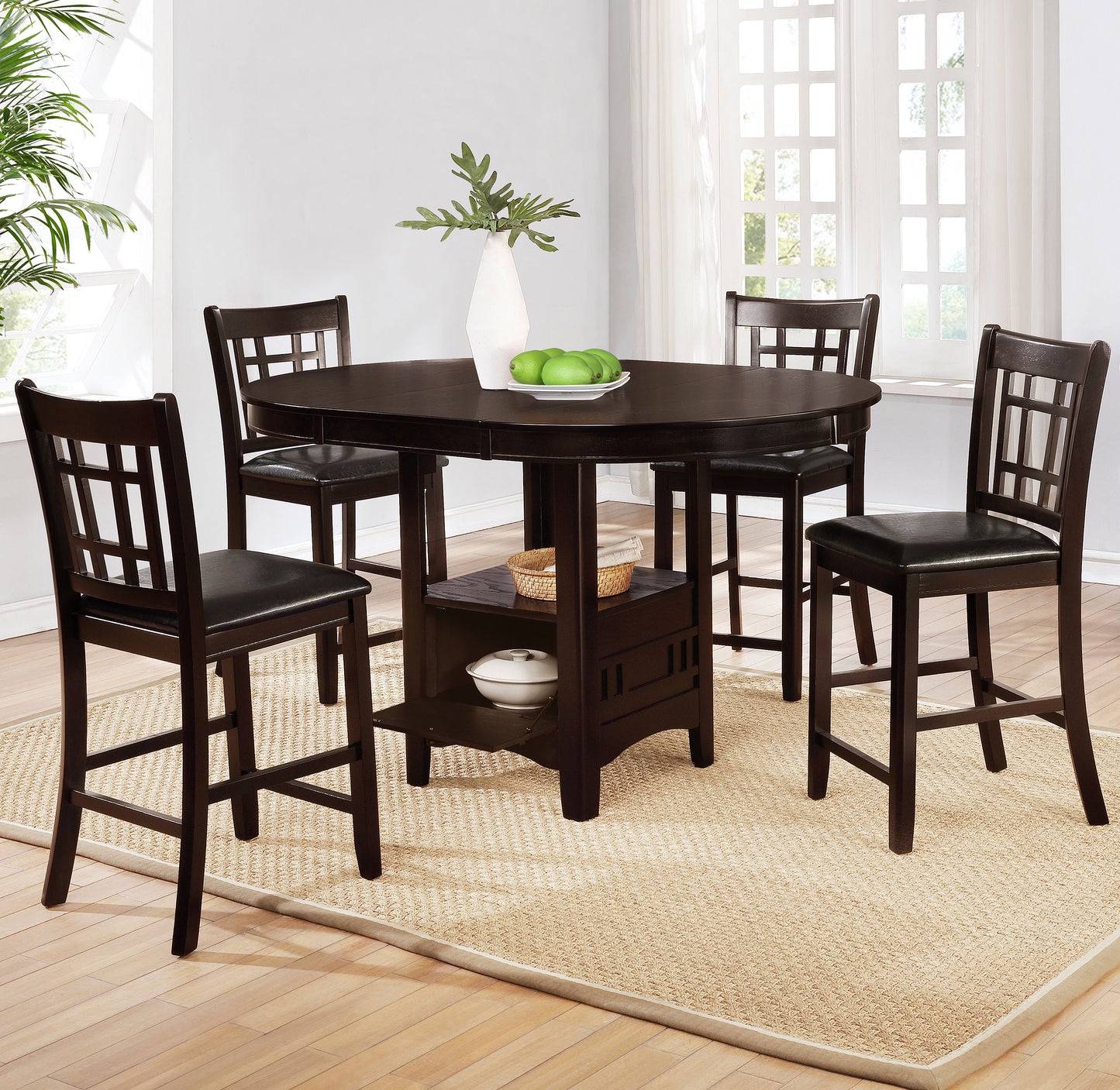 Lavon Oval 60-inch Counter Height Extension Dining Table Espresso