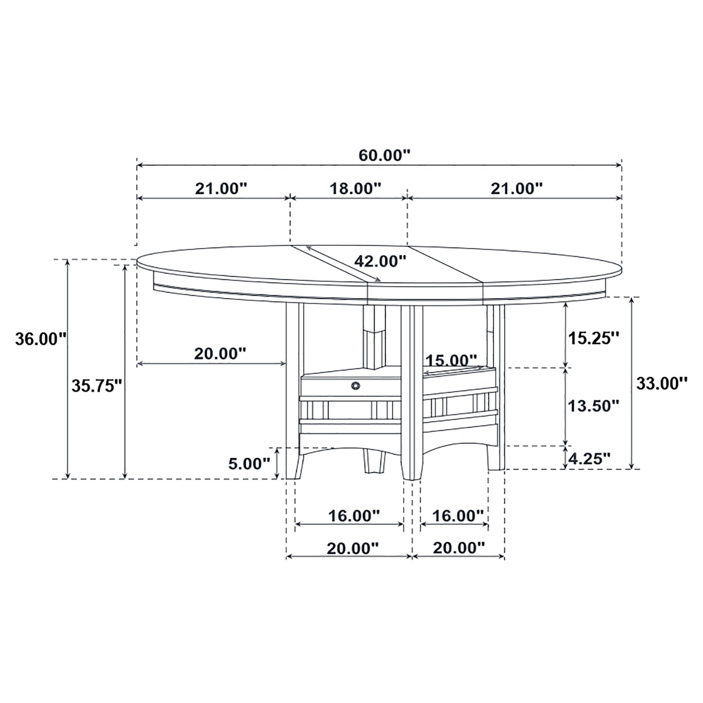 Lavon 5-piece Oval Counter Height Extension Dining Set Espresso