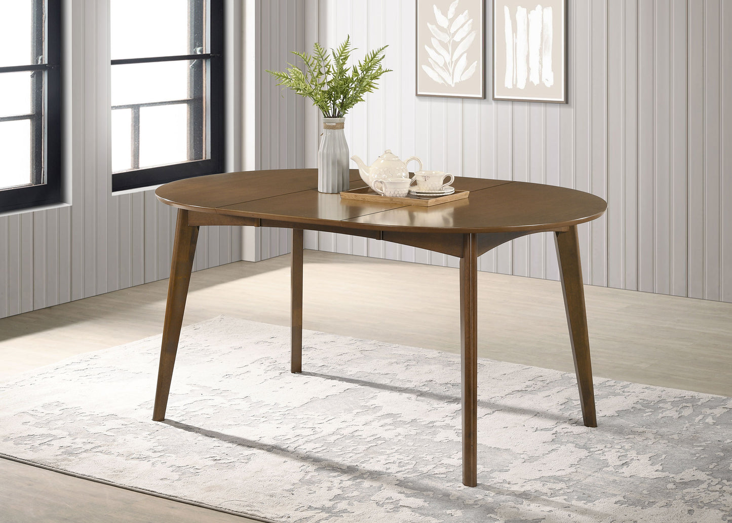 Jedda Oval 60-inch Extension Leaf Dining Table Dark Walnut
