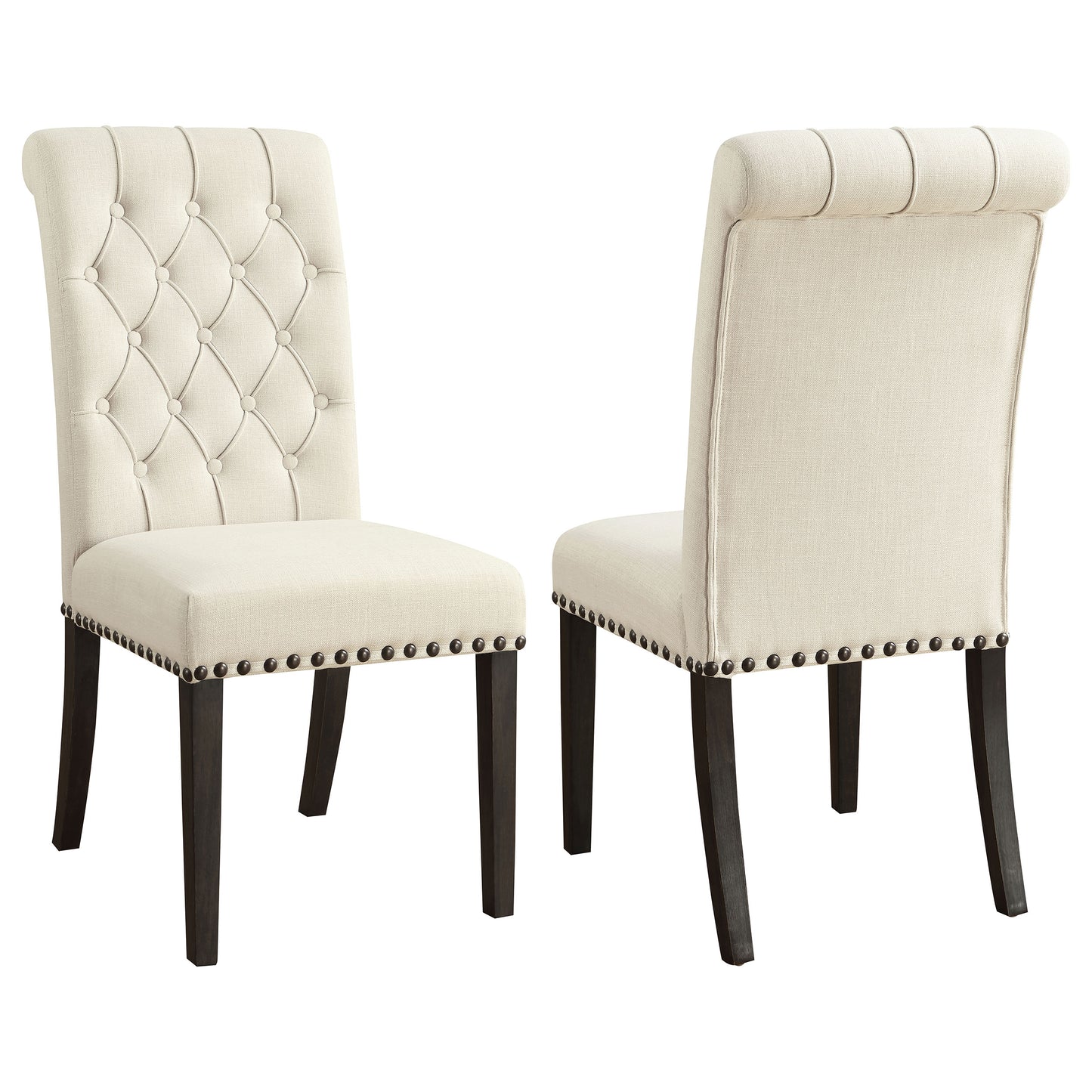 Alana Upholstered Dining Side Chair Beige Smokey Black (Set of 2)