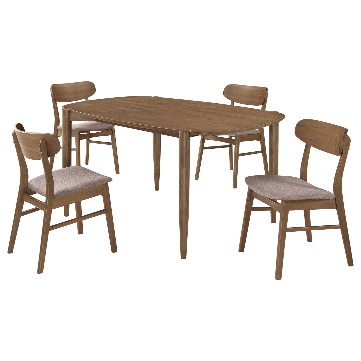 Dortch 5-piece Oval Dining Set with Upholstered Chairs Walnut