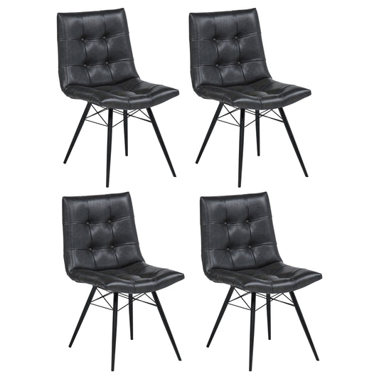 Aiken Faux Leather Upholstered Dining Side Chair Charcoal Grey (Set of 4)