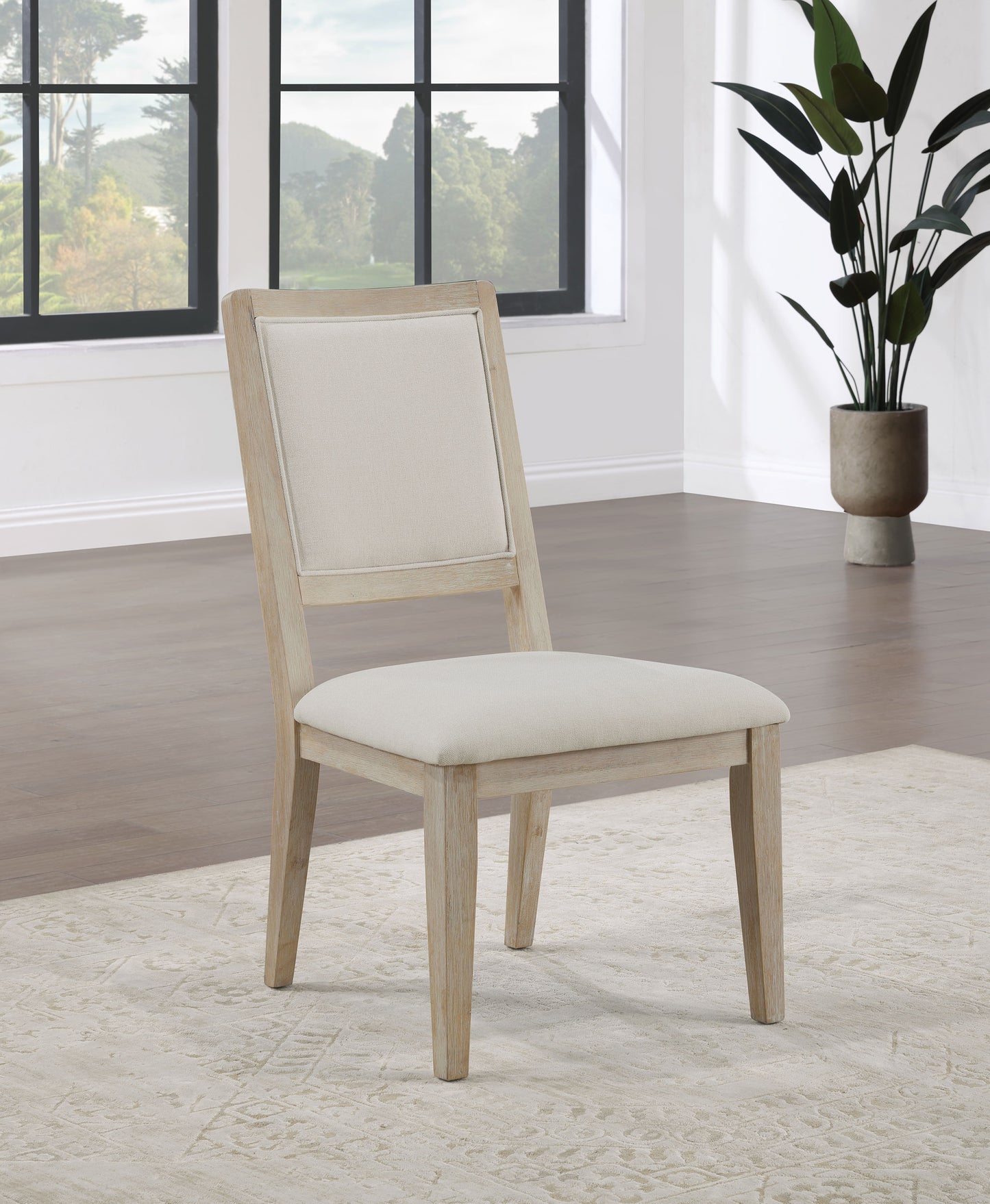 Trofello Upholstered-Back Dining Side Chair White Washed (Set of 2)