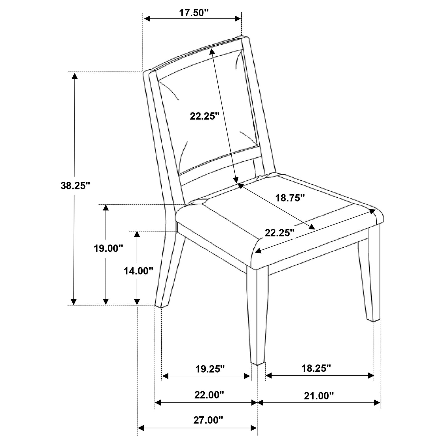Trofello Upholstered-Back Dining Side Chair White Washed (Set of 2)