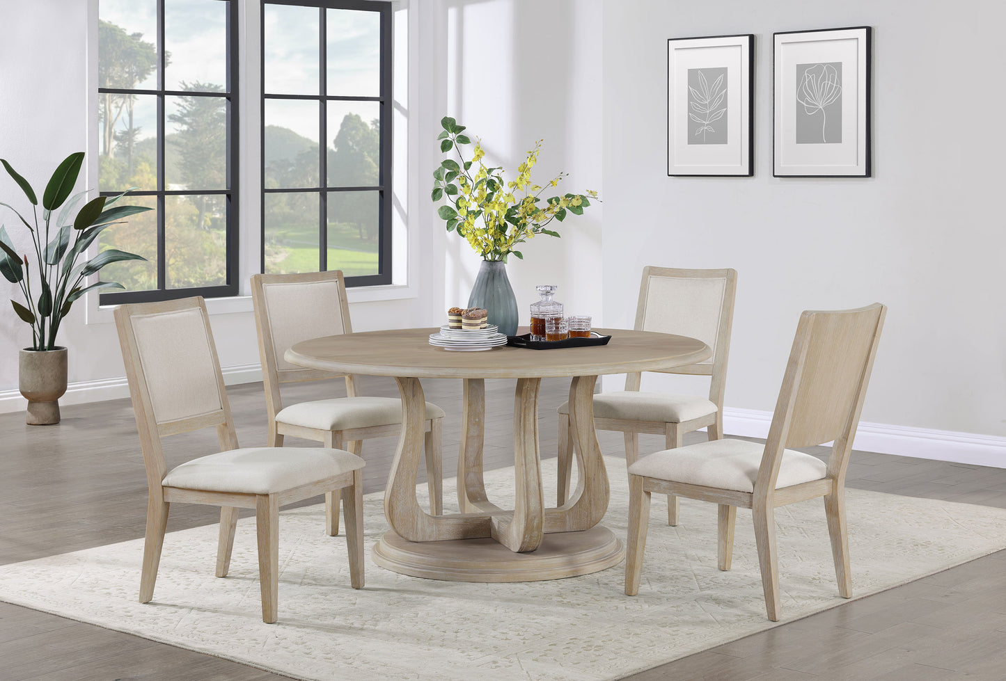 Trofello Upholstered-Back Dining Side Chair White Washed (Set of 2)