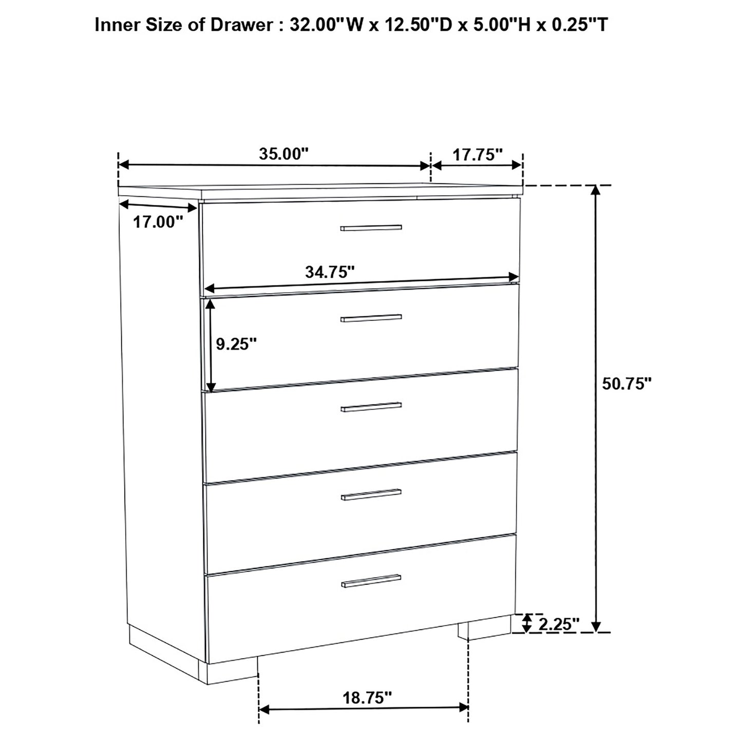 Felicity 5-piece Eastern King Platform Bedroom Set White