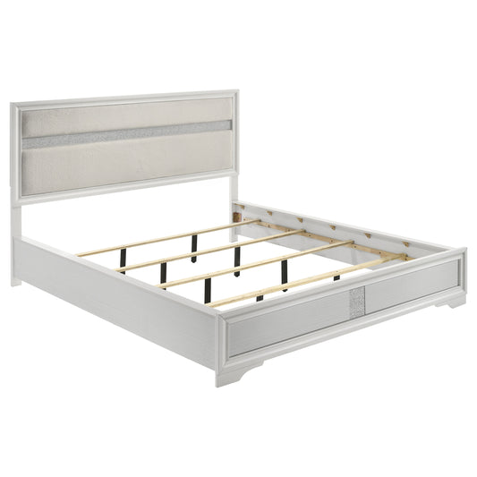 Miranda 54-inch Upholstered California King Panel Bed White
