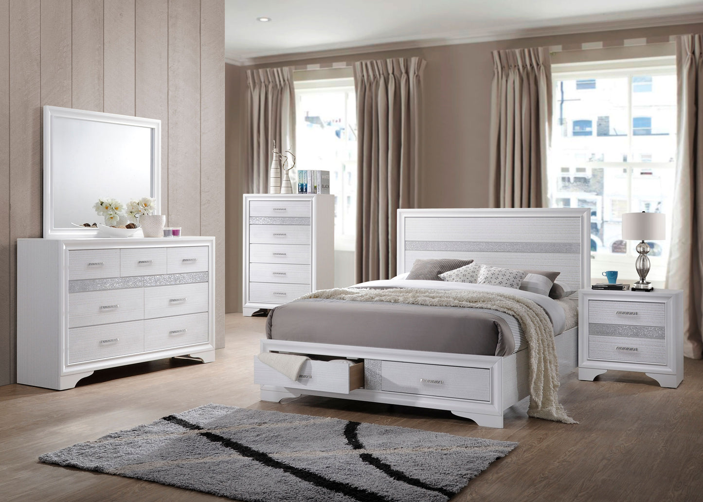 Miranda 3-drawer Nightstand Bedside Table White
