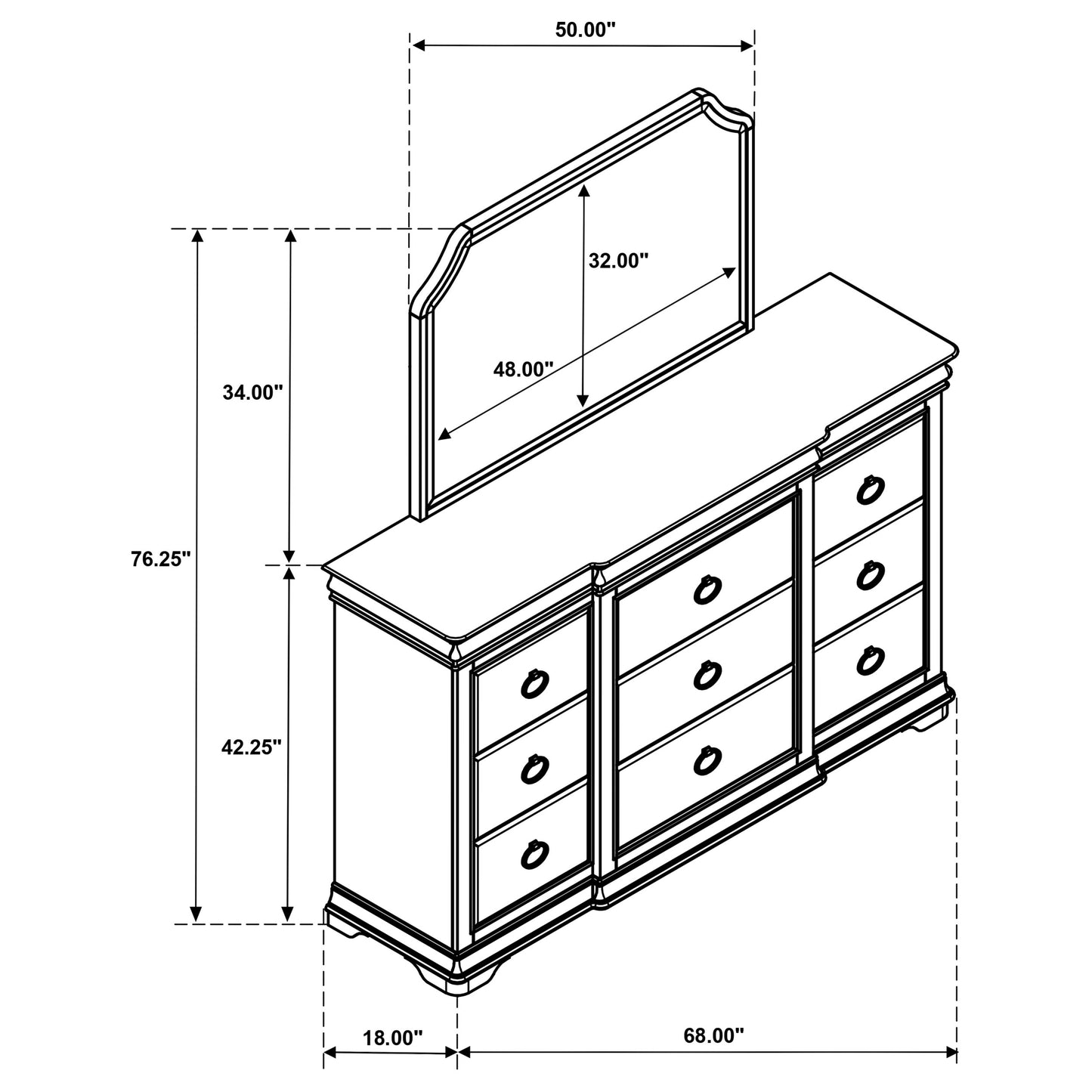 Garland 9-drawer Bedroom Dresser with Mirror Brown Cherry