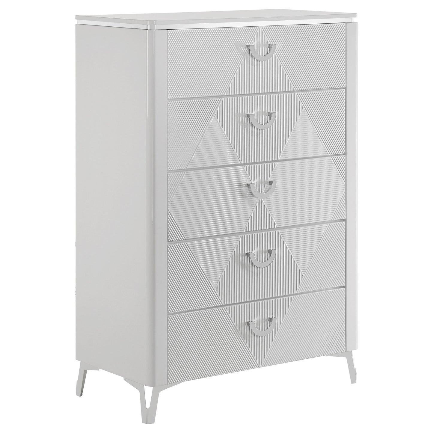 Cassia 5-piece Eastern King LED Bedroom Set White High Gloss