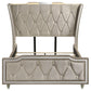Lorient Queen LED Upholstered Wingback Bed Ivory and Camel