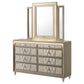 Lorient 8-drawer LED Dresser with Mirror Ivory and Camel