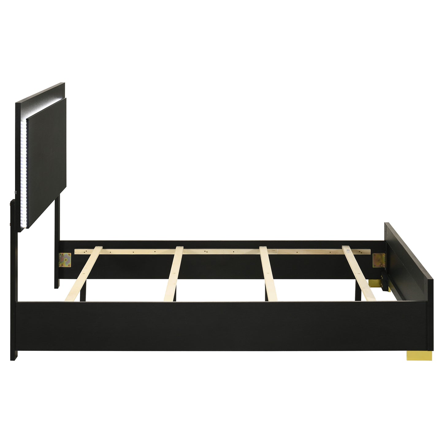 Marceline Wood Queen LED Panel Bed Black