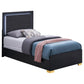 Marceline Wood Twin LED Panel Bed Black