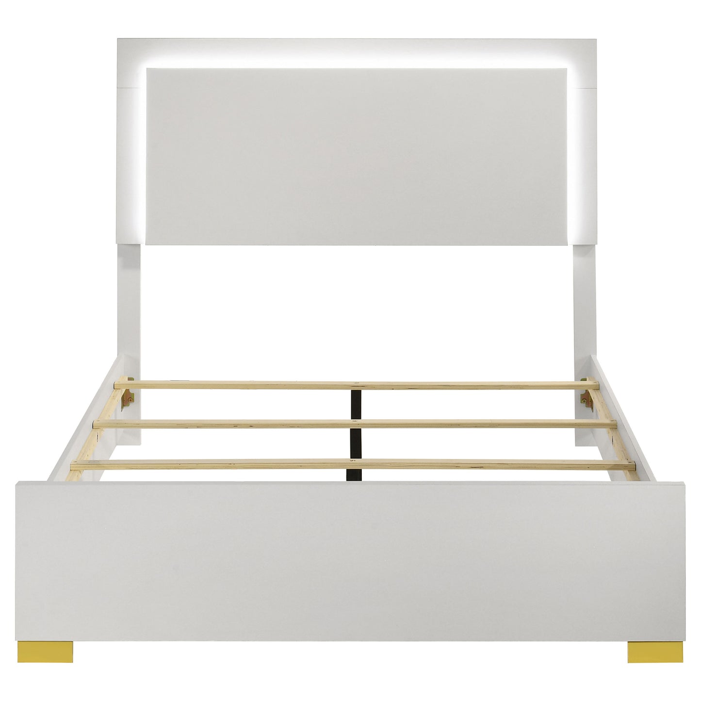 Marceline Wood Full LED Panel Bed White