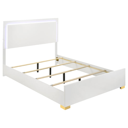 Marceline Wood Eastern King LED Panel Bed White