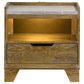 Henderson 1-drawer LED Nightstand Bedside Table Medium Oak