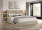 Arielle Eastern King Upholstered Bookcase Bed Light Tan and Light Oak
