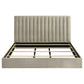 Arielle Eastern King Upholstered Bookcase Bed Light Tan and Light Oak