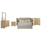 Arielle 5-Piece Eastern King Upholstered Bedroom Set Light Oak
