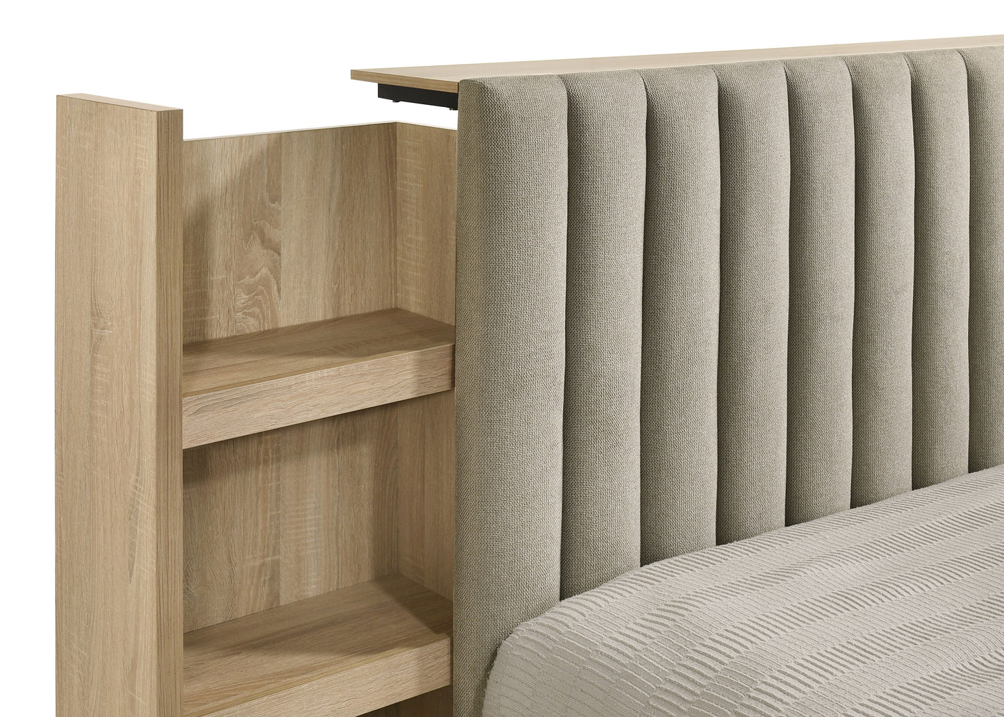 Arielle 5-Piece Eastern King Upholstered Bedroom Set Light Oak