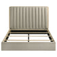 Arielle Queen Upholstered Bookcase Bed Light Tan and Light Oak