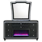 Lorient 8-drawer LED Flame Box Dresser and Mirror Black