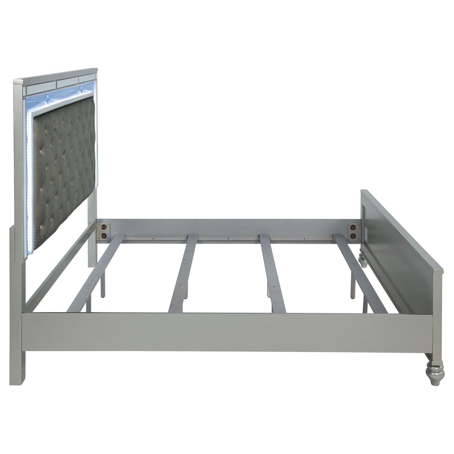 Gunnison Wood Eastern King LED Panel Bed Silver Metallic