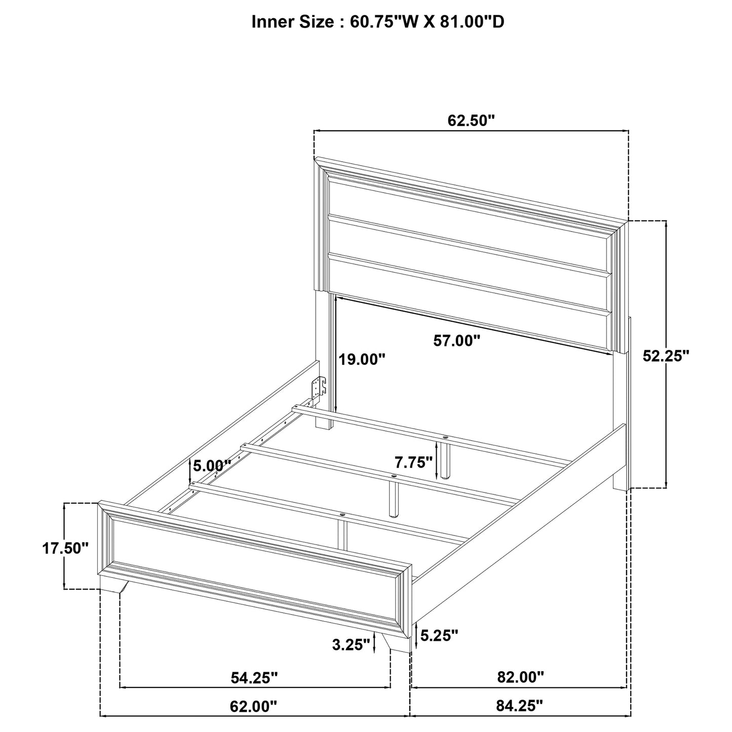 Wright 52-inch Upholstered Queen Bed Brown Oak