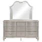 Evangeline 9-drawer Dresser with Mirror Silver Oak