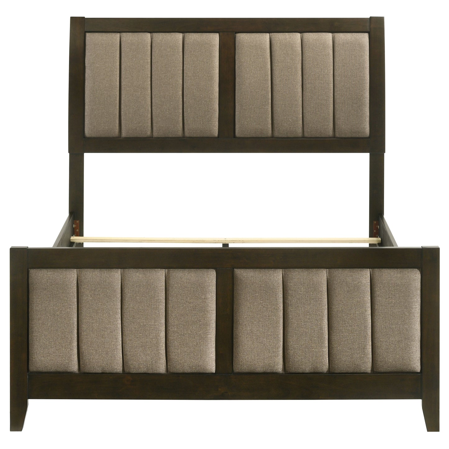 Wilkes Full Vertical-Channel Upholstered Panel Bed Dark Cocoa