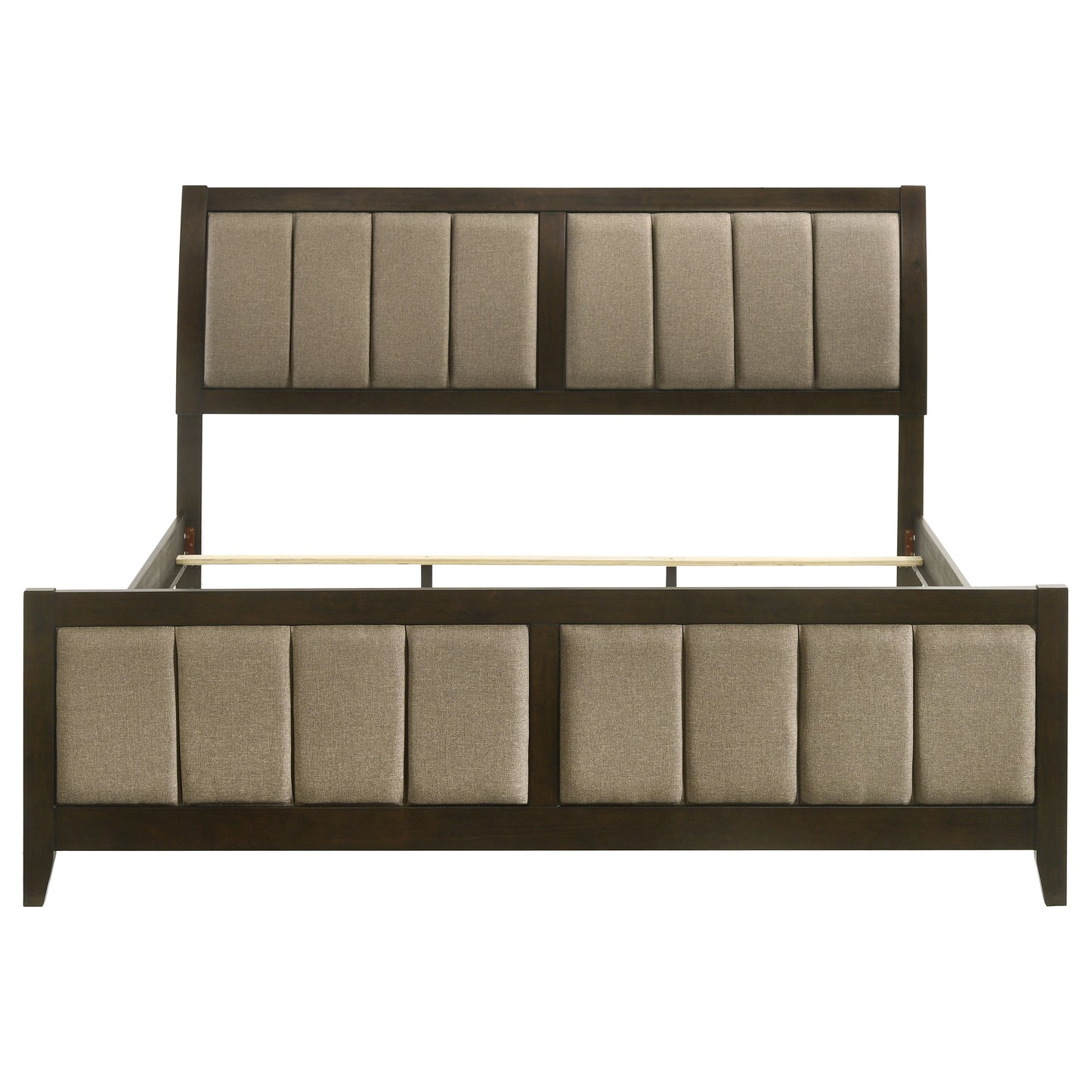 Wilkes Eastern King Vertical-Channel Upholstered Panel Bed Dark Cocoa