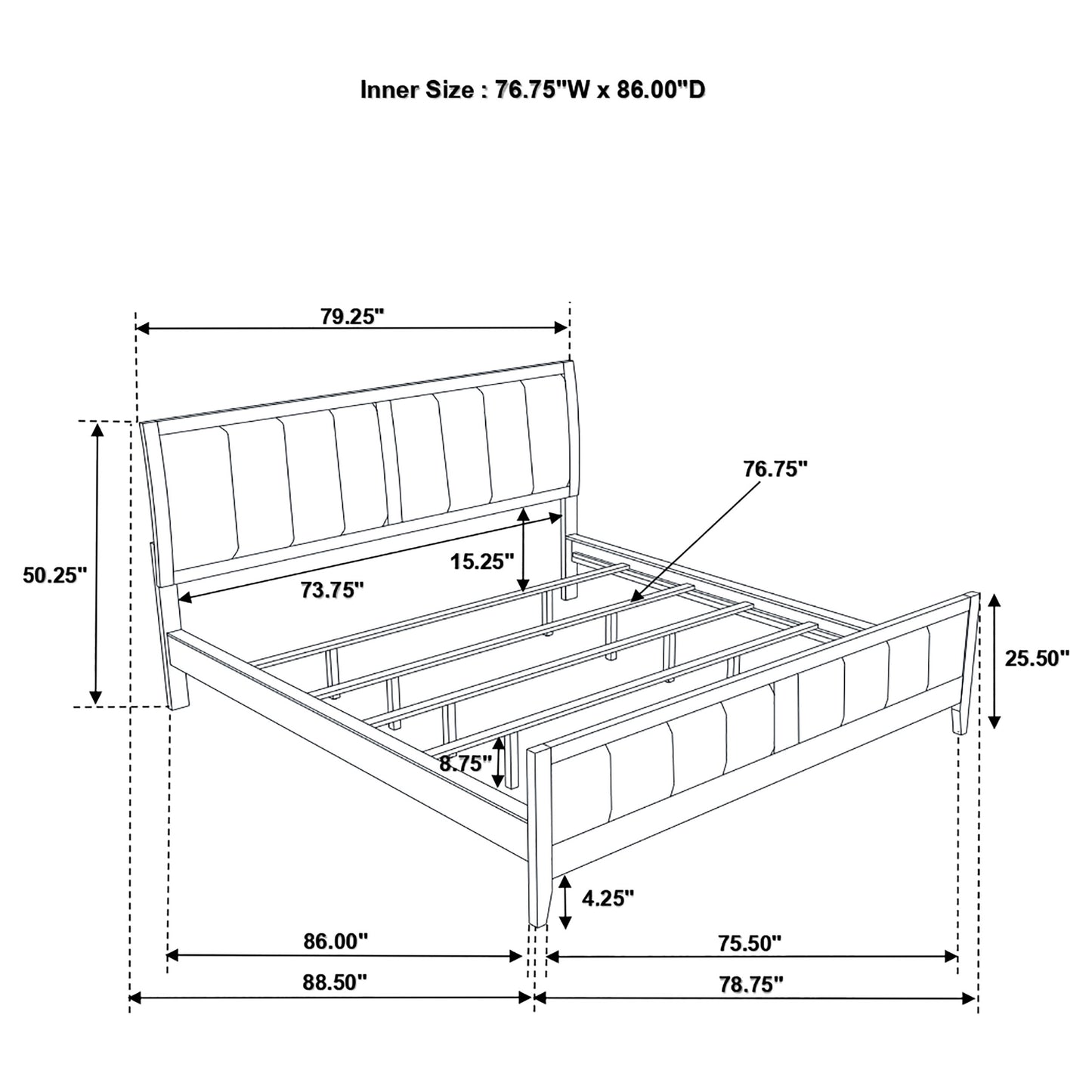 Wilkes California King Vertical-Channel Upholstered Panel Bed Dark Cocoa