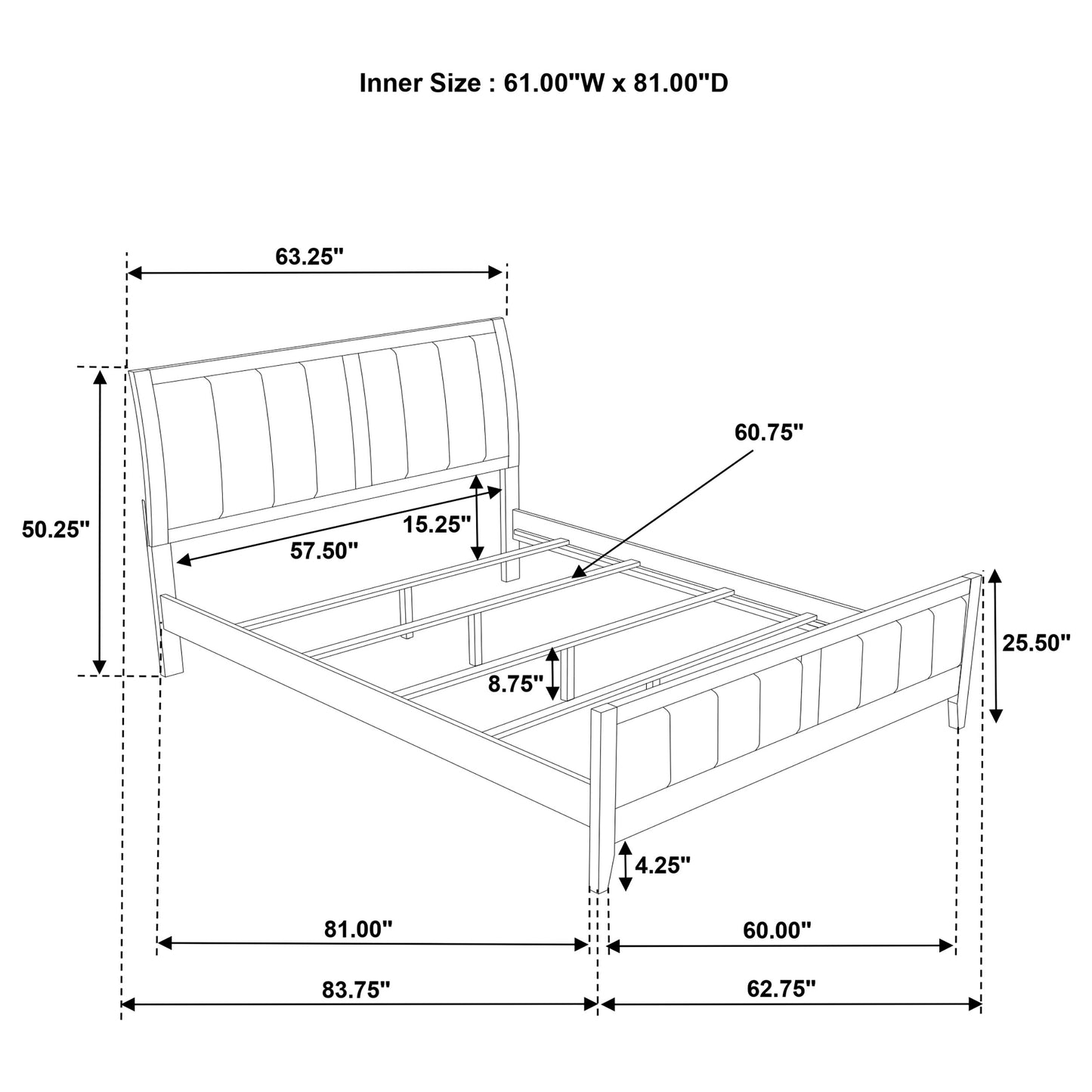 Wilkes Queen Vertical-Channel Upholstered Panel Bed Dark Cocoa