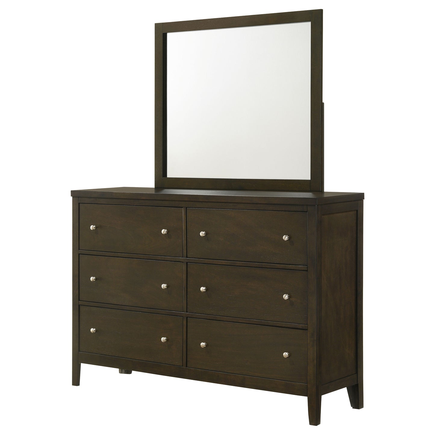 Wilkes 2-Piece Transitional 6-Drawer Dresser with Mirror Dark Cocoa