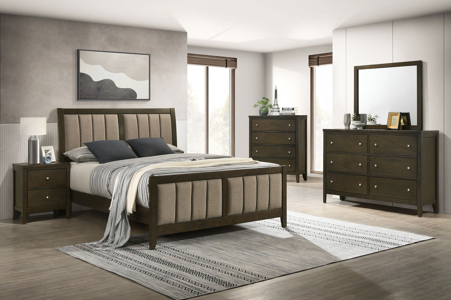 Wilkes Transitional Rectangular Wood-Framed Dresser Mirror Dark Cocoa