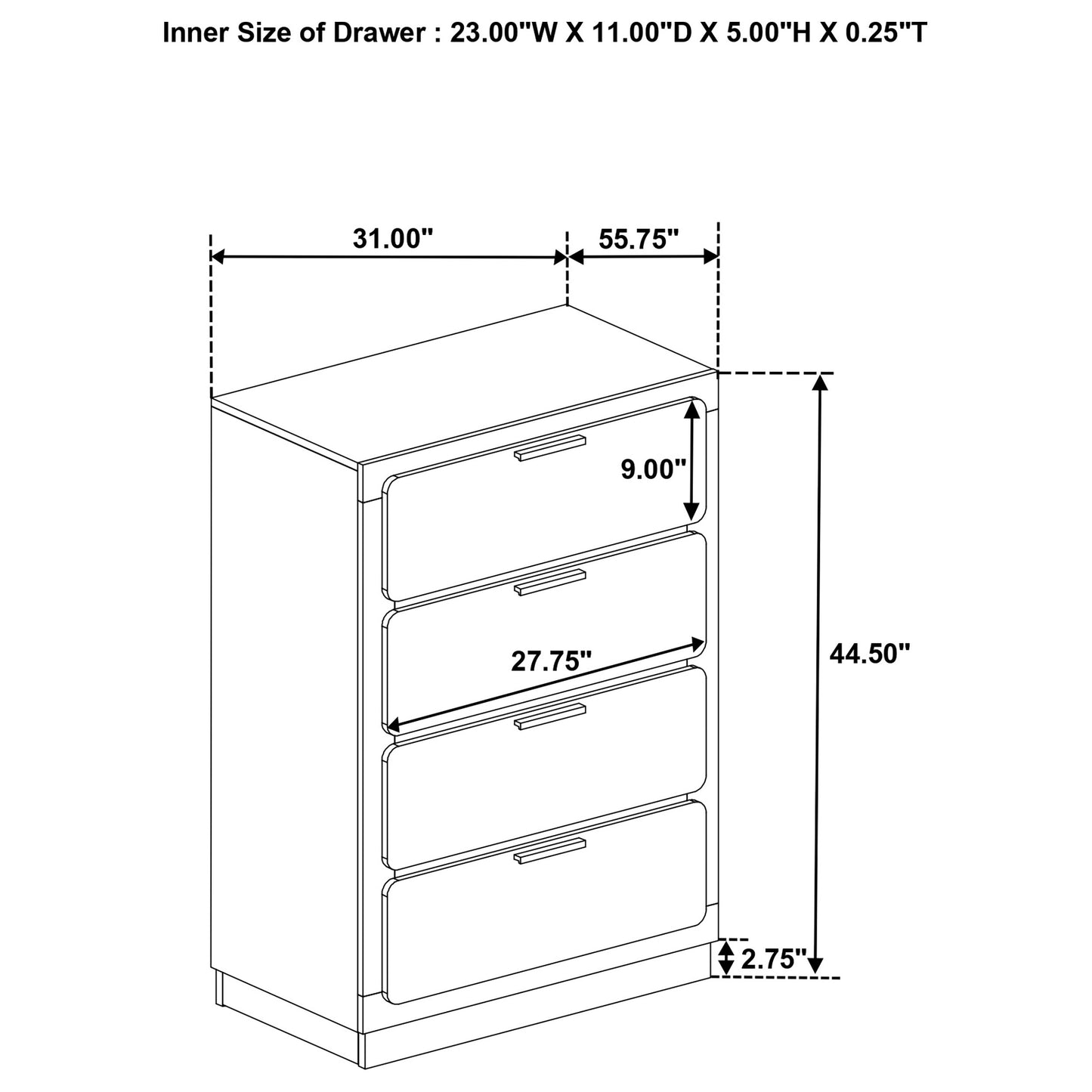 Caraway 4-drawer Bedroom Chest Black