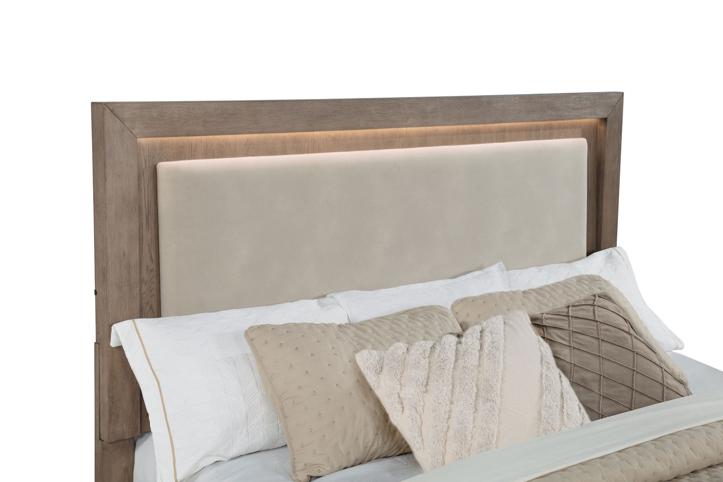 Kenora 56-inch Eastern King LED Storage Bed Barley Brown